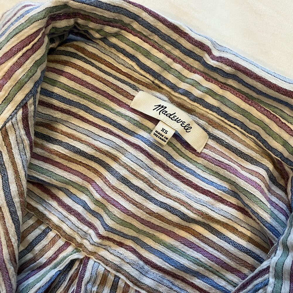 Madewell Striped Button Down Short Sleeve Shirt - Picture 2 of 5